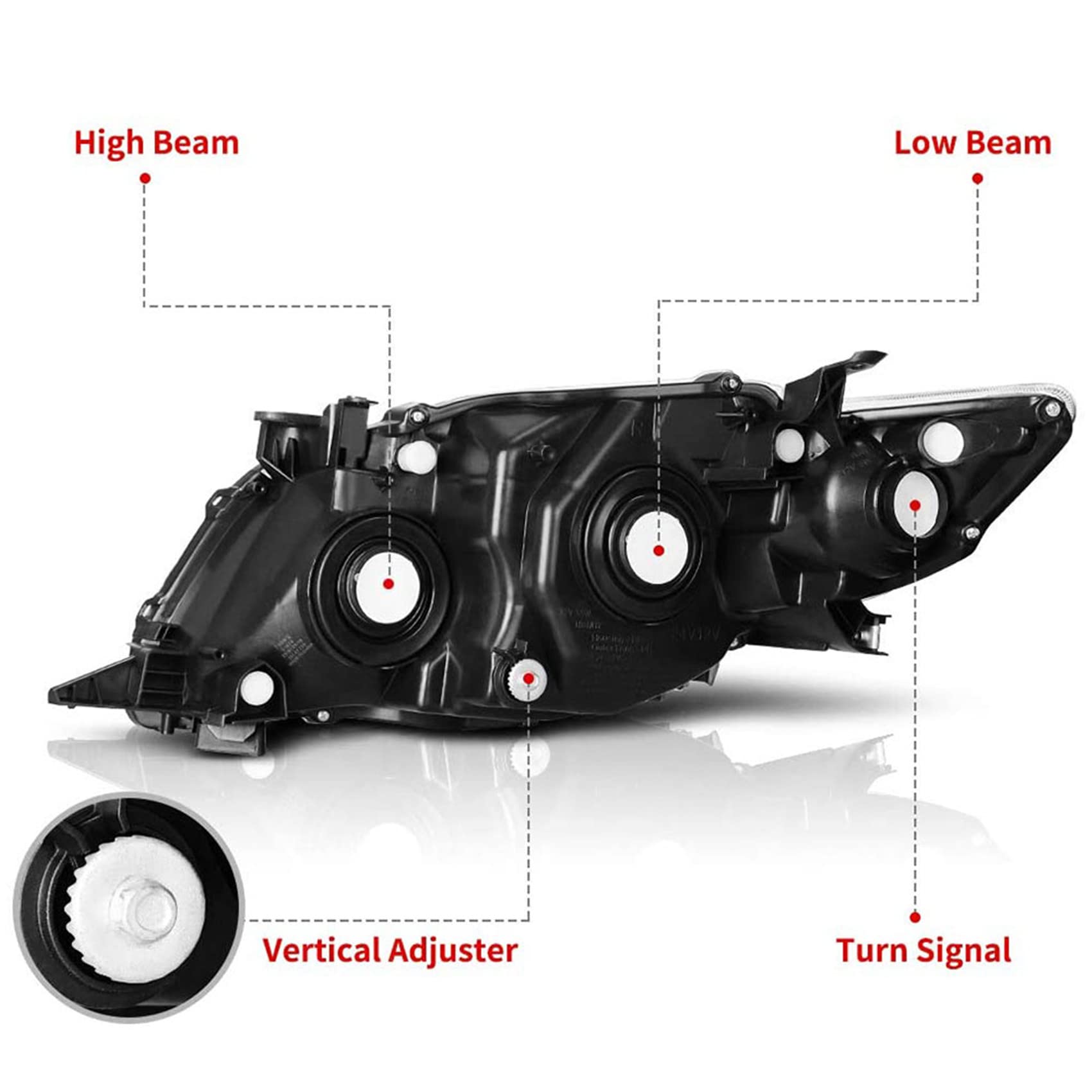 Headlights Assembly Replacement for Toyota Corolla 2009 2010 Projector Headlamps