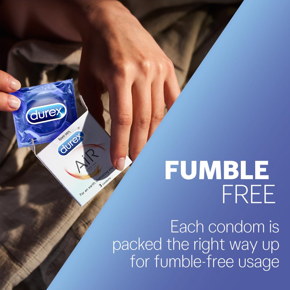 Durex Air Condoms for Men - 10 Count | Suitable for use with lubes