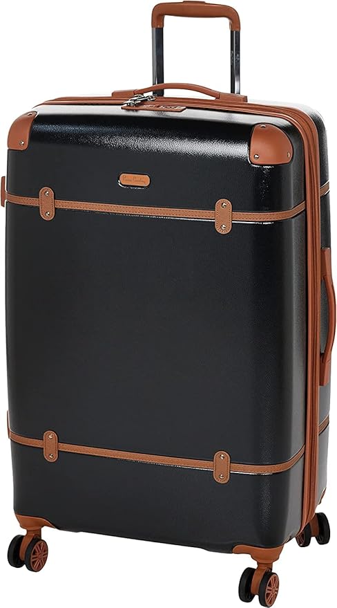 Pierre Cardin Classic Luggage Lightweight Suitcase for travel, TSA Approved, ANTI Theft Double Zipper Lock (Checked Luggage 28 Inch, Black)