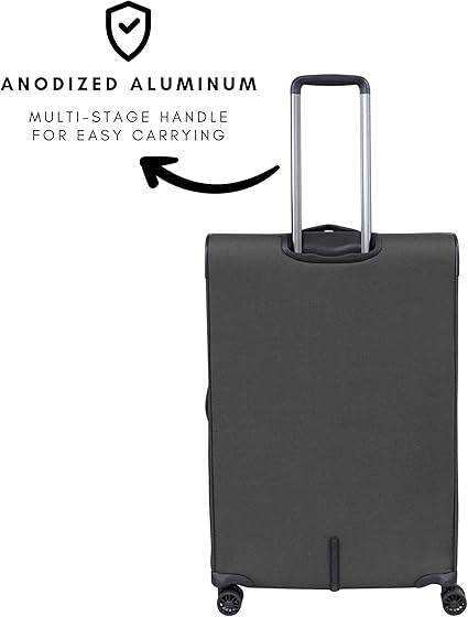 Pierre Cardin Airlite Luggage Ultra Lightweight suitcase for travel,TSA Approved, Anti Theft Double Zipper, Black, Set of 3