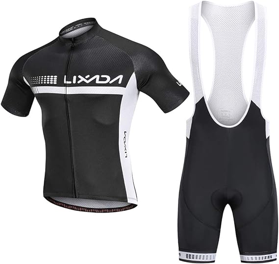 Lixada Summer Cycling Jersey Set Short Sleeve Bicycle Shirt and Padded Bib Shorts Breathable MTB Bike Riding Biking Cycling Suit