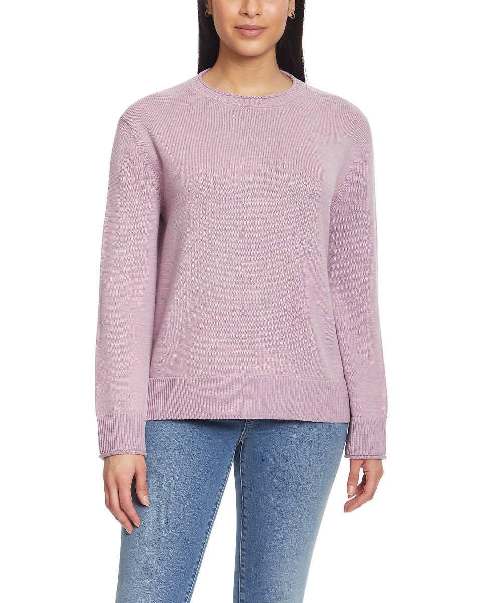 SIZE: L - Ella Moss Women's Crewneck Pullover Sweater (US, Alpha, Small, Regular, Regular, Purple)