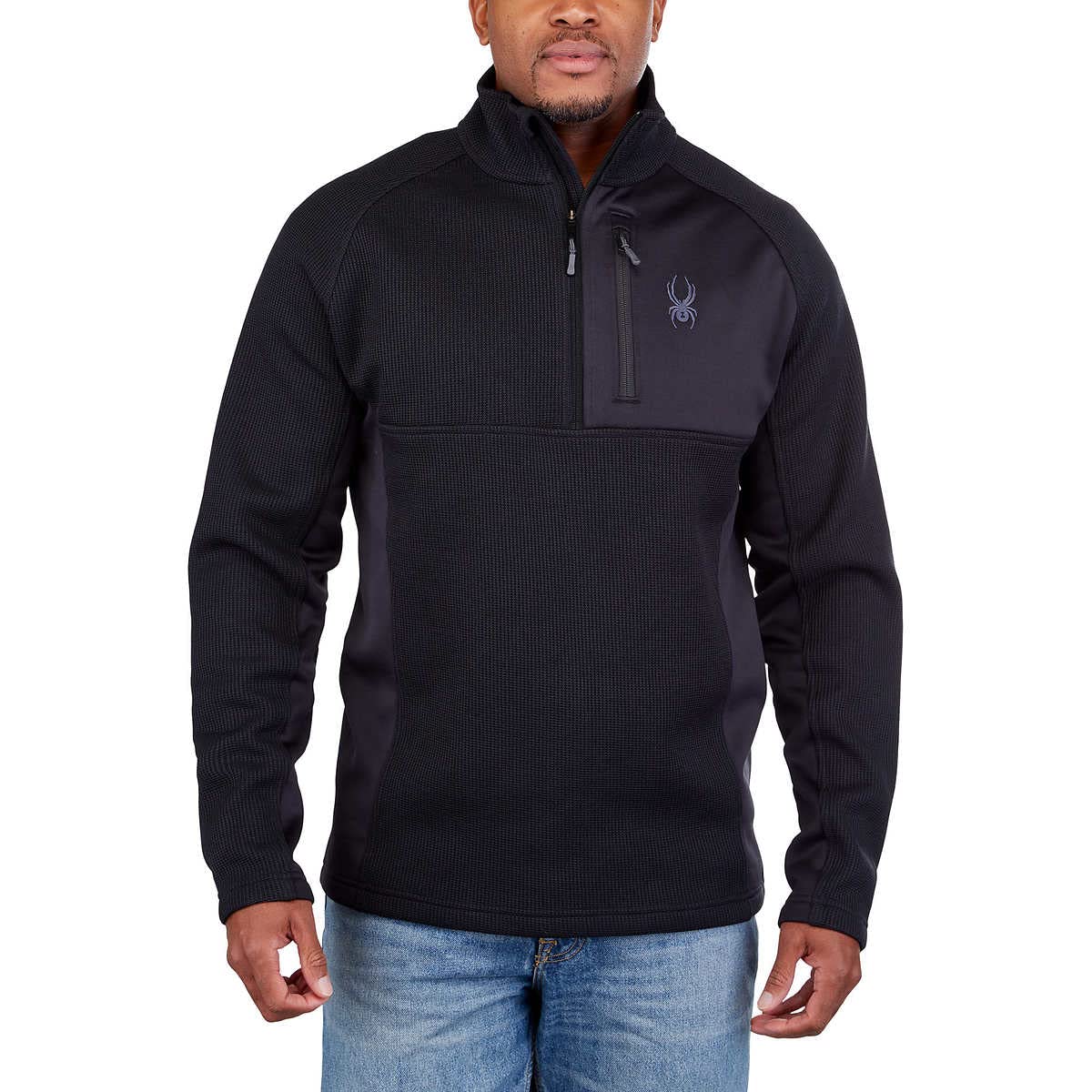 SIZE: M - Spyder Men's Gait Half zip jacket, Black.