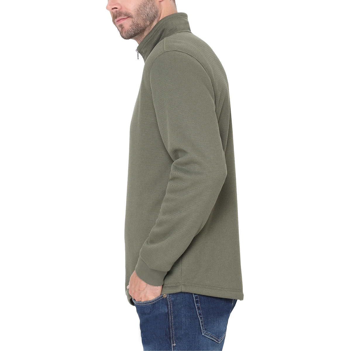 SIZE: S - BC Clothing Men’s Bonded Fleece Lined Body Lined Quarter Zip Pullover Top