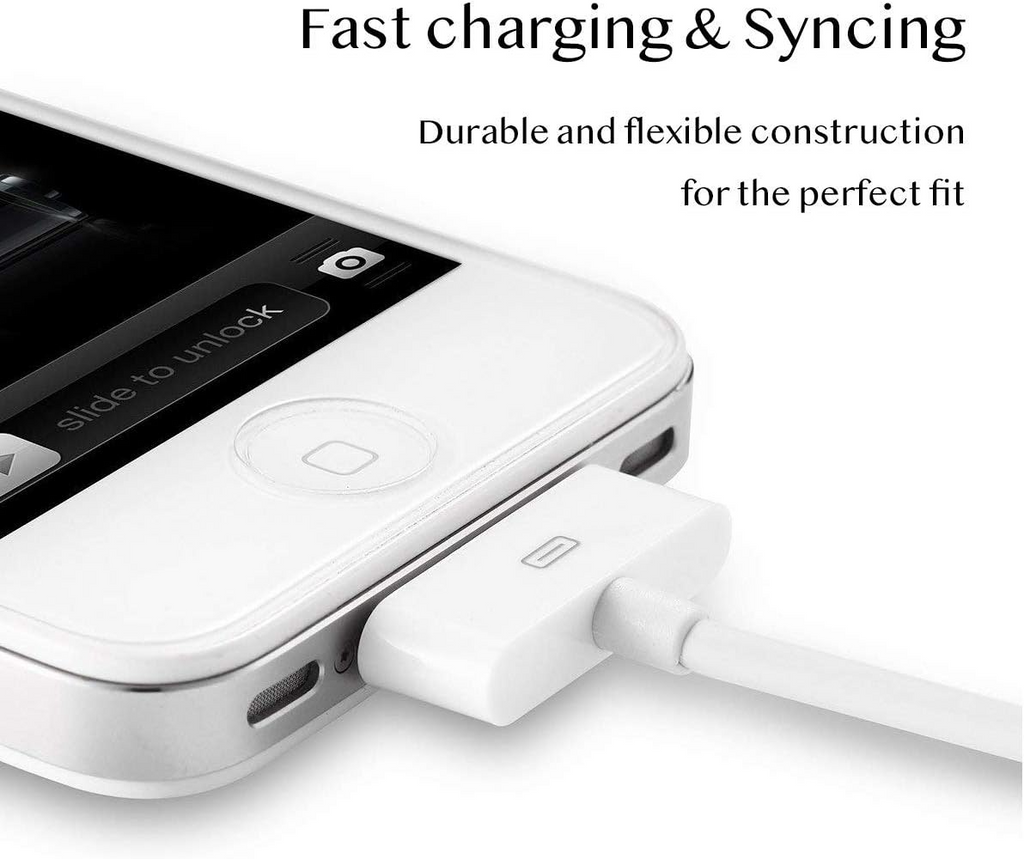 كابل شحن USB أبيض 30 سنًا - كابل مزامنة بيانات وشحن لأجهزة Apple