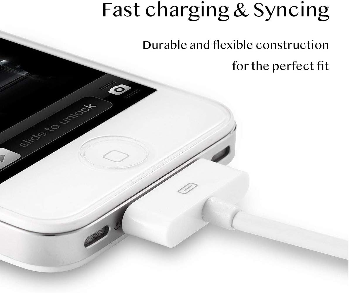 White 30-Pin USB Charging Cable – Data Sync & Charger Cable for Apple Devices