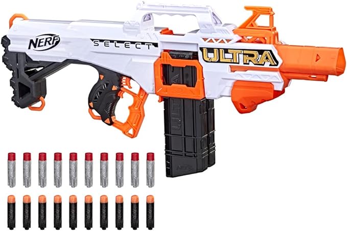 Nerf Ultra Select is a fully motorized blaster with 2 fire options, with magazines and darts