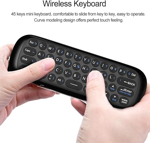 Wechip 2.4G Smart TV Wireless Keyboard Fly Mouse W1 Multifunctional Remote Control for Android TV Box/PC/Smart TV/Projector/HTPC/All-in-one PC/TV (Black)