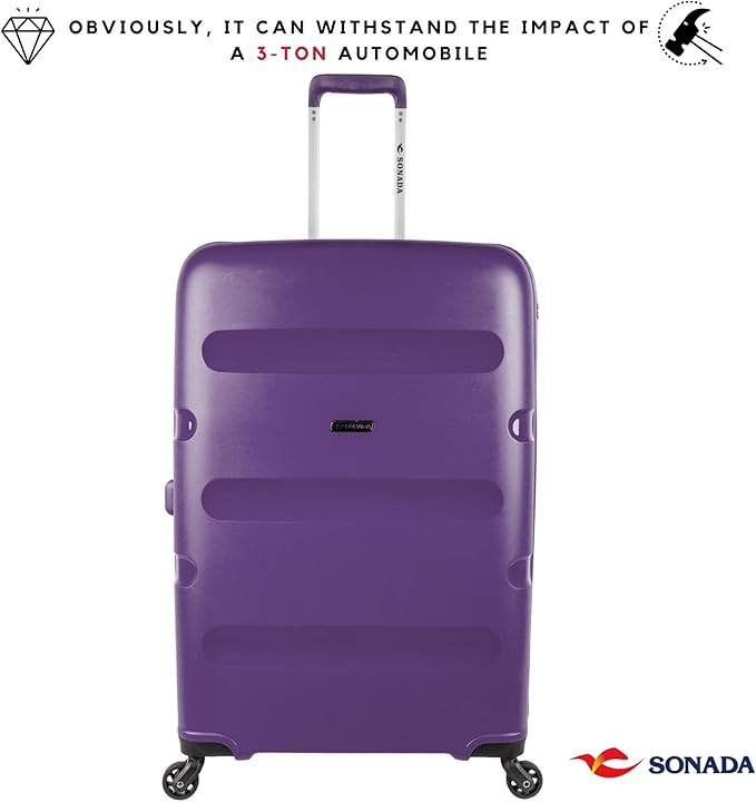 Sonada Unbreakable Luggage TSA Approved, ANTI Theft Double Zipper Suitcase for Travel, 4 Double Wheel (Set of 4, Acai Purple)