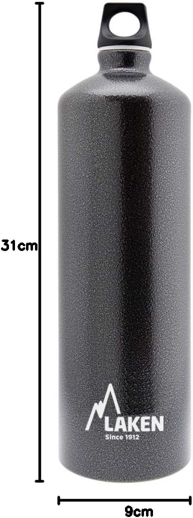 Laken Futura Aluminum Water Bottle, Narrow Mouth, Screw-On Lid with Loop, Leakproof, BPA Free, Made in Spain, 34oz