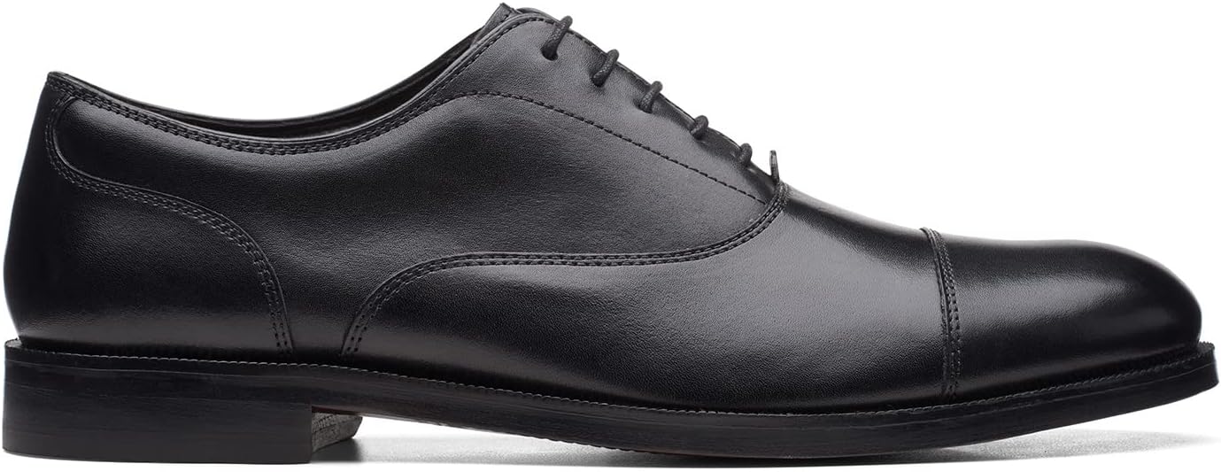 Clarks Craftdean Cap Leather Shoes in Black