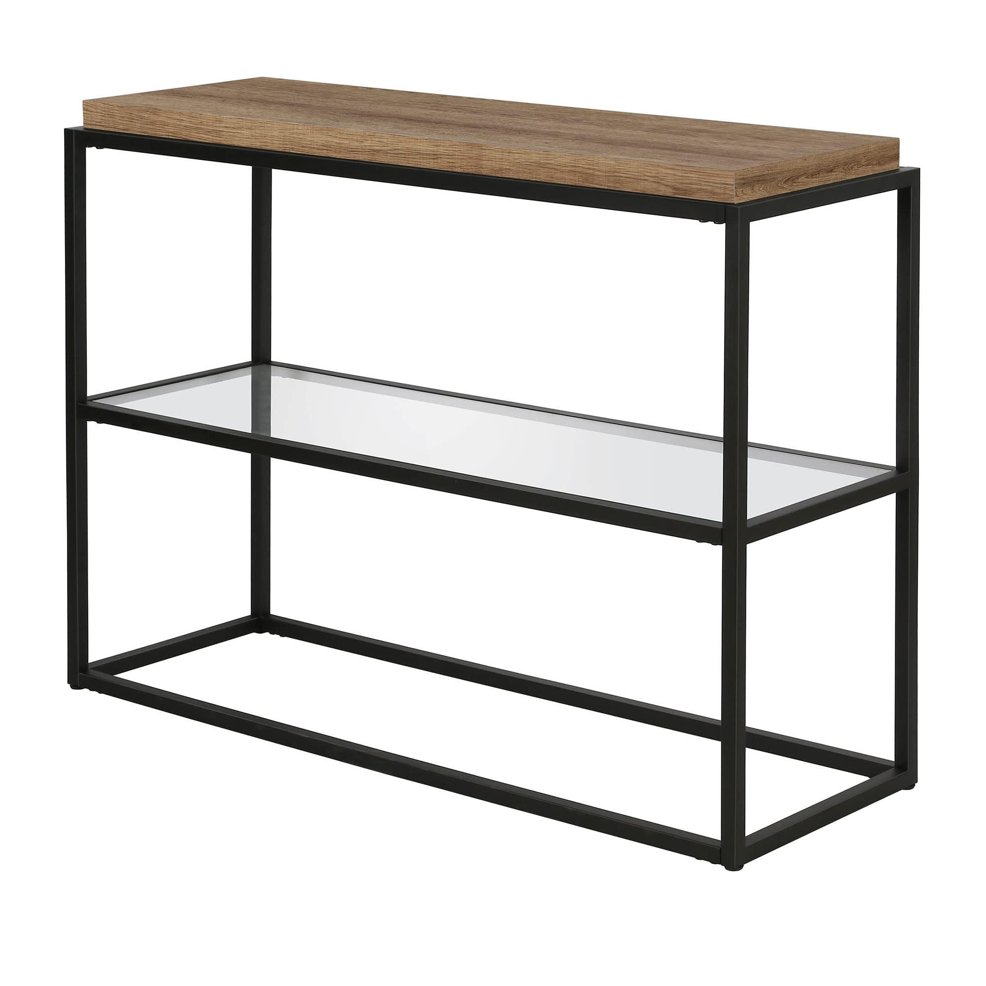 Henn&Hart Blackened Bronze and Rustic Oak Accent Console Table, 42", Black