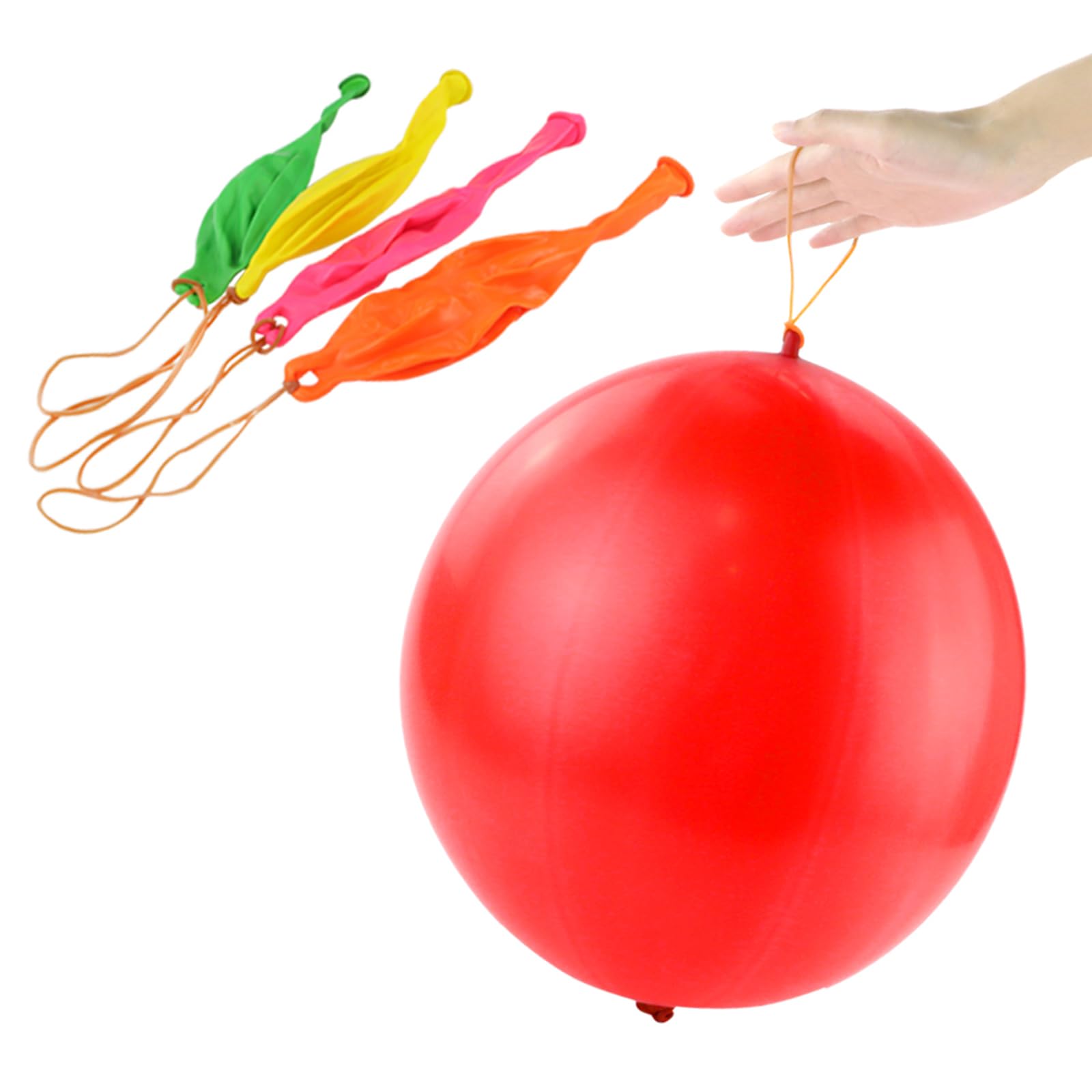 RUBFAC 75pcs Punch Balloons Punching Balloon Heavy Duty Party Favors For Kids, Bounce Balloons with Rubber Band Handle for Birthday Party
