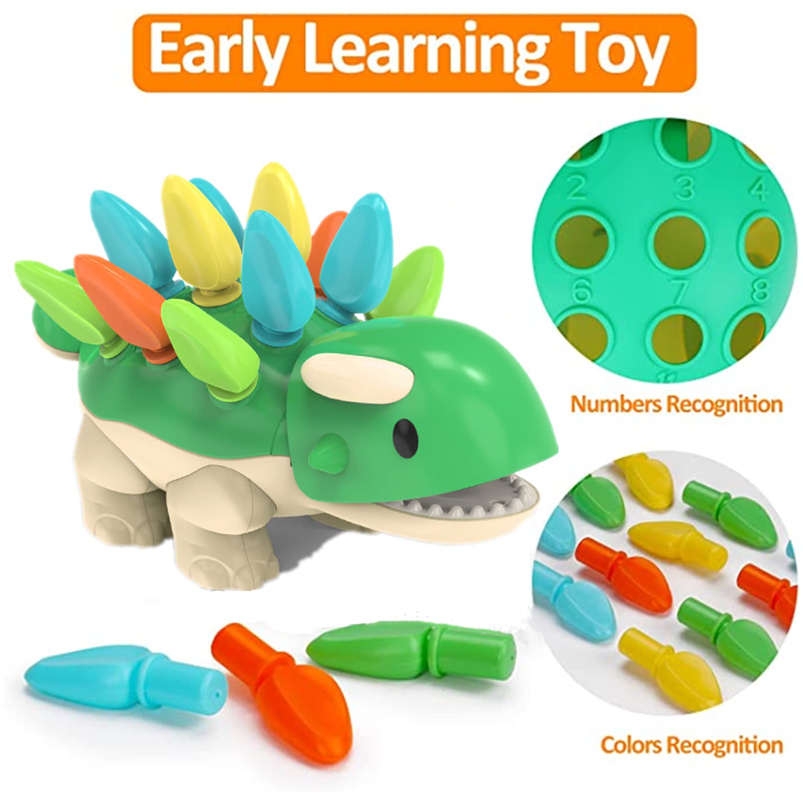 SEALED SPIKE Dinosaur Fine Motor Skills Toys for Toddlers Age 1-3 Years, Toddler Dinosaur Games, Dinosaur Plugging Toy Fine Motor Skills,Dino Toy Color & Number (Dinosaur Fine Motor Skills)