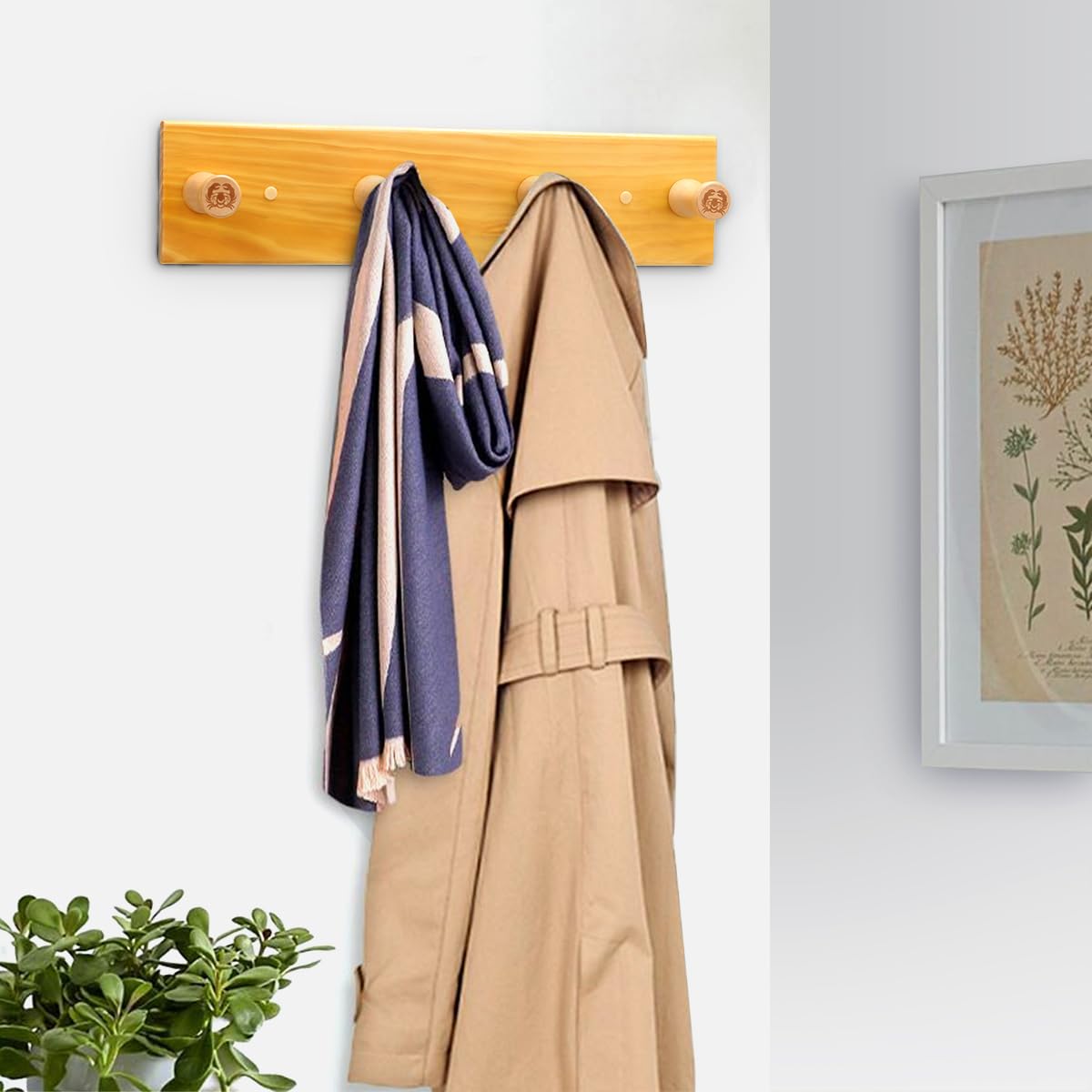 CECOKESO Constellation Style Coat Hook, Wooden Coat Rack Wall Mount, Clothes Racks for Decoration,Entryway Coat Hooks Wall Mounted,Towel Rack with 4 Hooks to Hang Hat, Purse (Sagittarius)