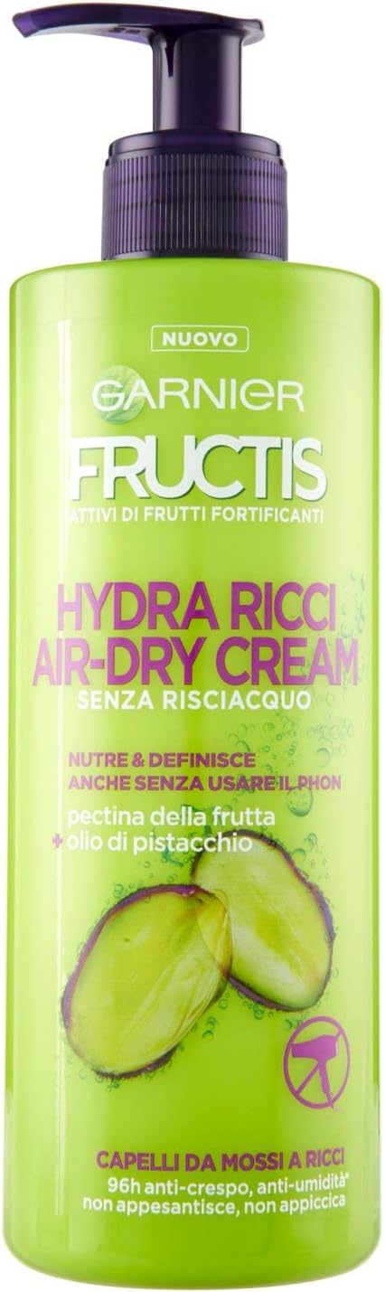 Garnier Fructis Hydra Ricci Air-dry Cream, leave-in hair care for wavy to curly hair, formula enriched with pistachio oil, 400 ml