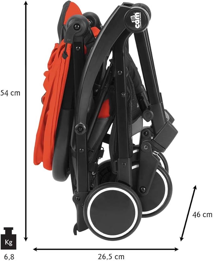 CAM Il mondo del bambino Cubo lightweight stroller - RED \ BLACK FARME