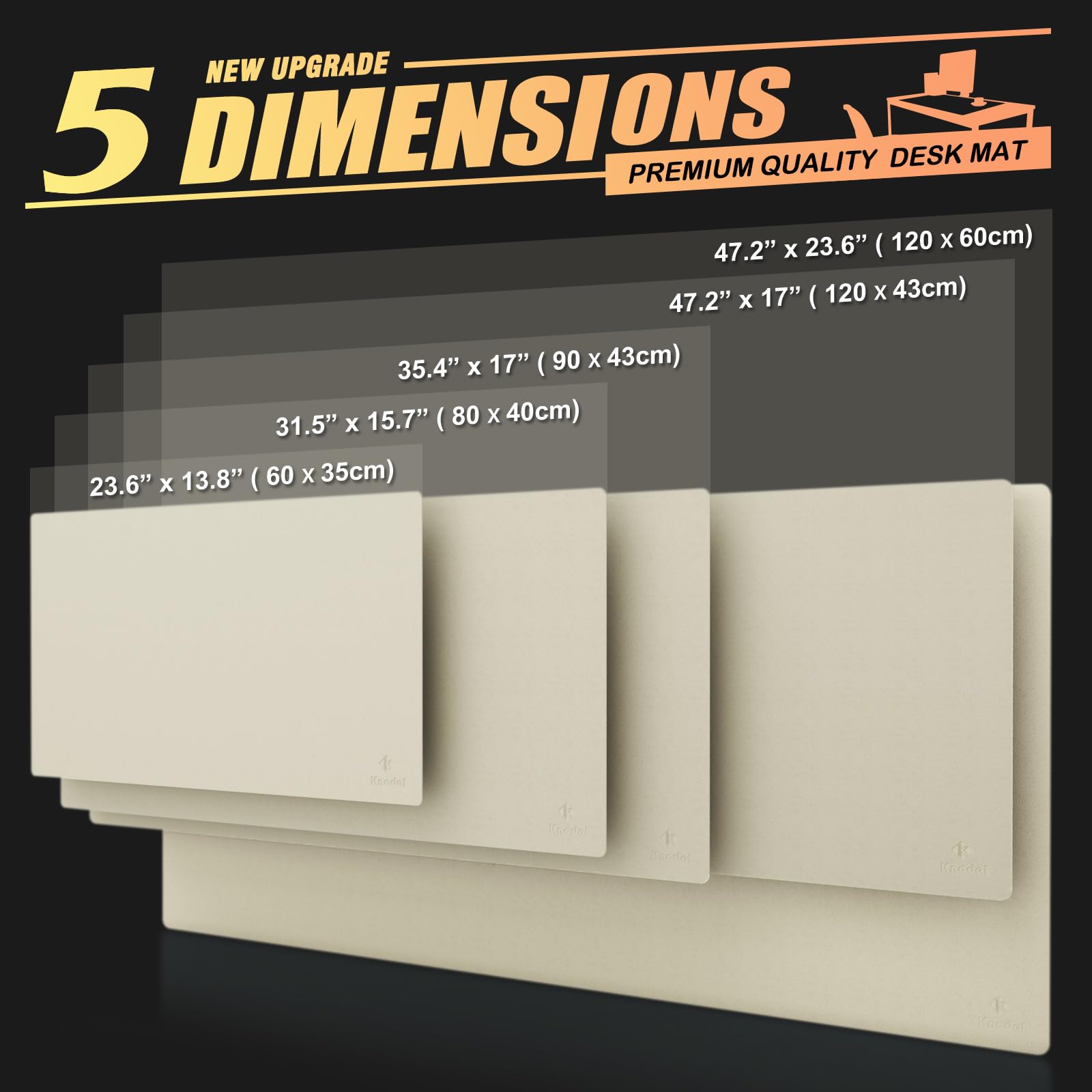 K KNODEL Large Desk Mat, Office Desk Pad, Computer Desk Mat, Laptop Mat for Desk, Desk Protecor Mat, Desktop Mat, Desk Writing Pad, Desk Blotter Pad, Desk Cover Mat (47.2"x23.6", Ivory Cream)