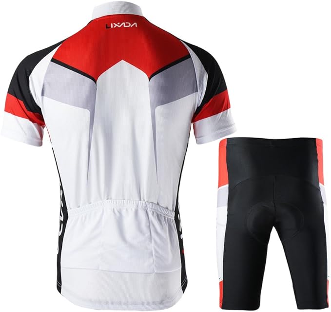 Lixada Men's Cycling Jersey Set Bicycle Short Sleeve Set Quick-Dry Breathable Shirt with 3D Cushion Shorts Padded