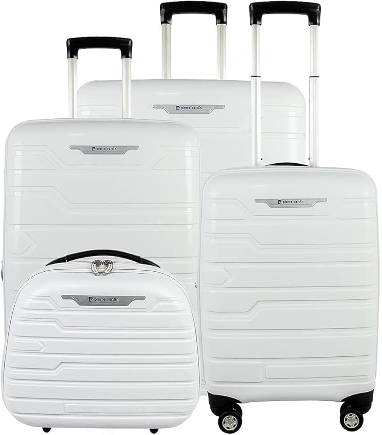 Pierre Cardin Wels UNBREAKABLE Luggage TSA Approved suitcase for travel (Set of 4, White)