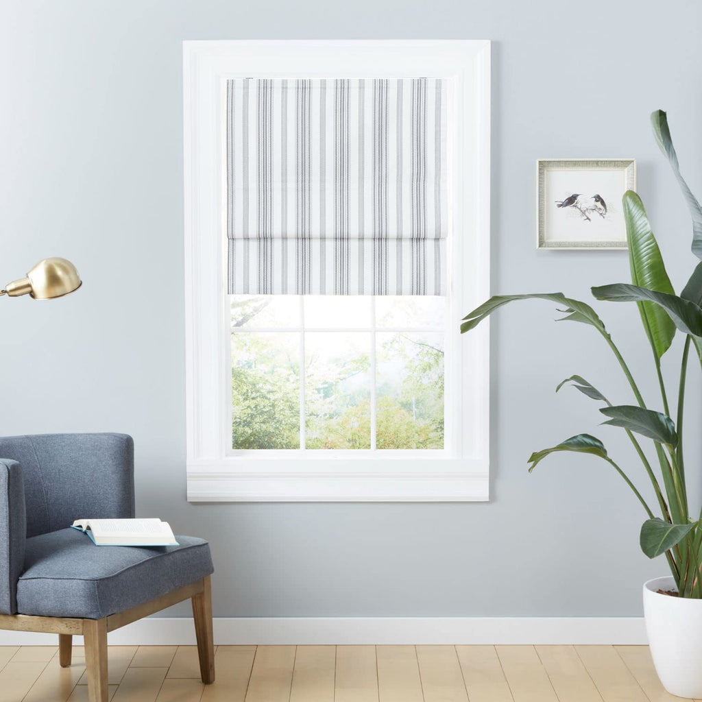 Exclusive Home Ricardo Total Blackout Roman Shade, 86.36 x 162.56 cm, Black