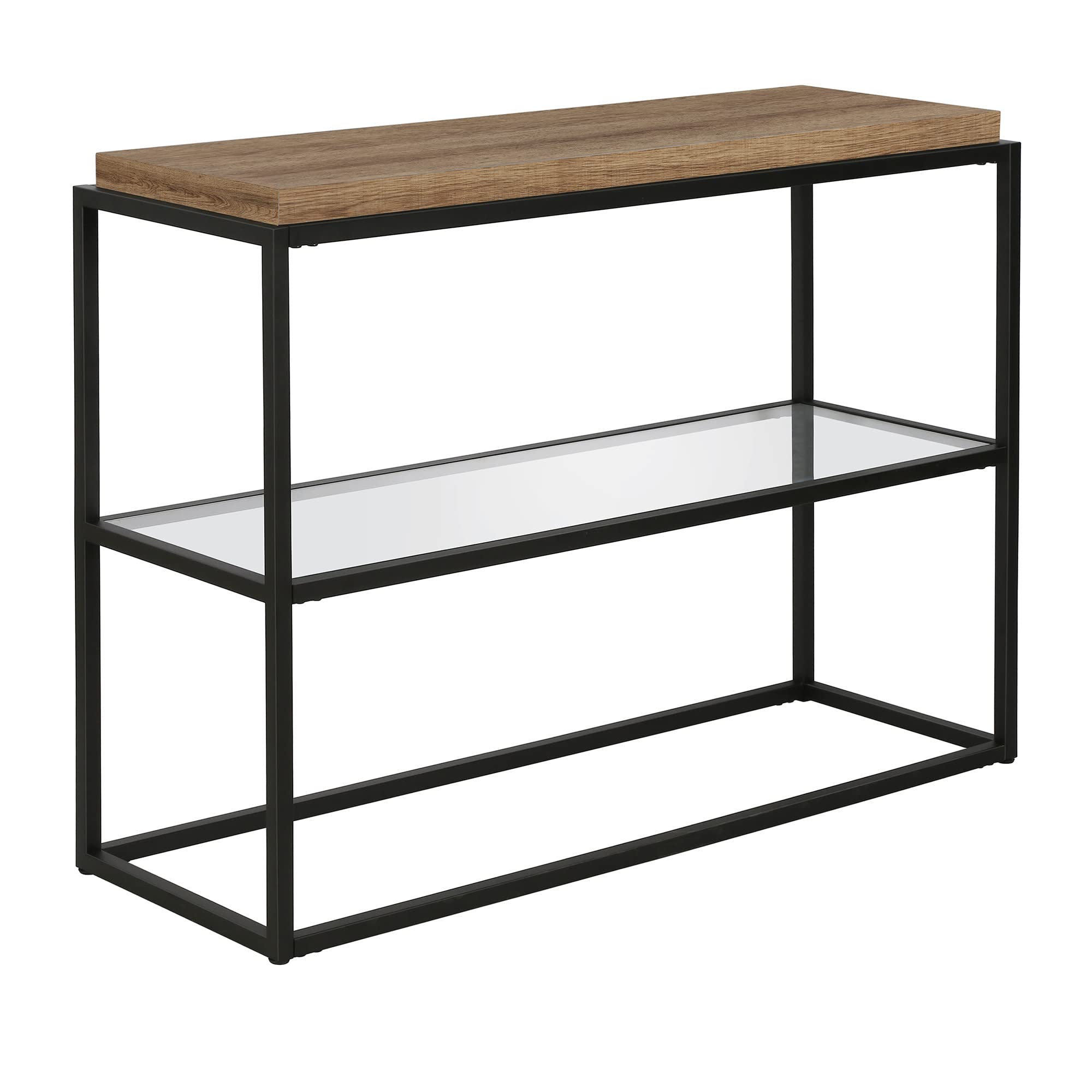 Henn&Hart Blackened Bronze and Rustic Oak Accent Console Table, 42", Black