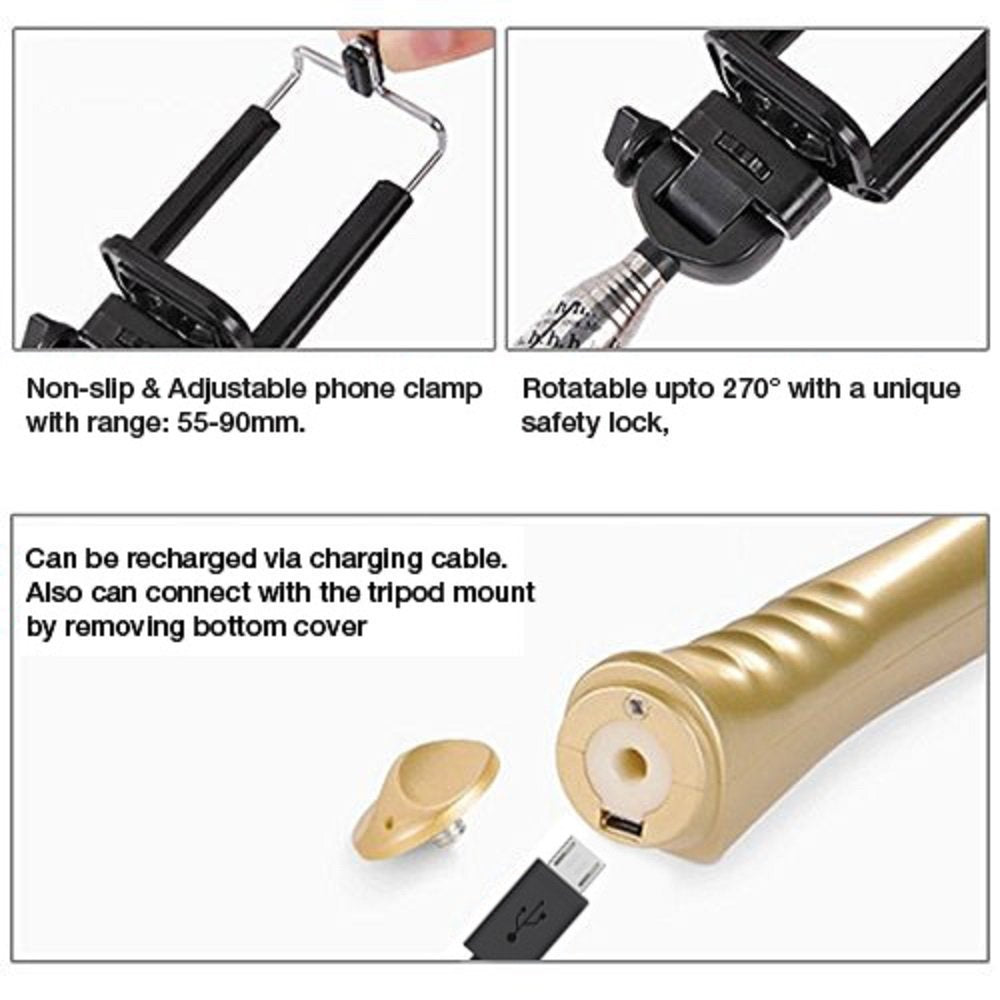 Hoco CPH02 Selfie Stick with Ultrasonic Self-Timer - Gold