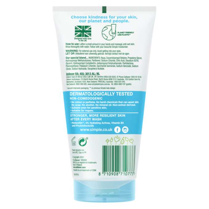 Simple Water Boost Micellar Facial Gel Wash | 150 ml