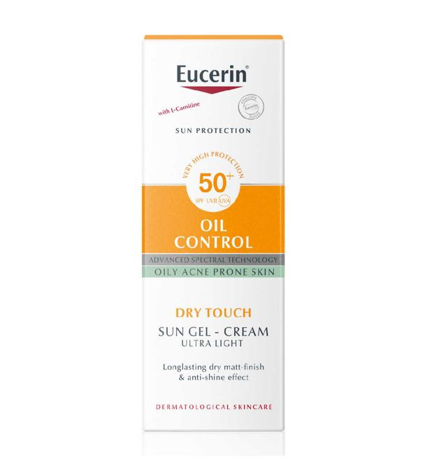 Eucerin Face Sunscreen Oil Control Gel-Cream Dry Touch, High UVA/UVB Protection, SPF 50+, Light Texture