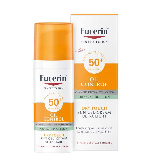 Eucerin Face Sunscreen Oil Control Gel-Cream Dry Touch, High UVA/UVB Protection, SPF 50+, Light Texture