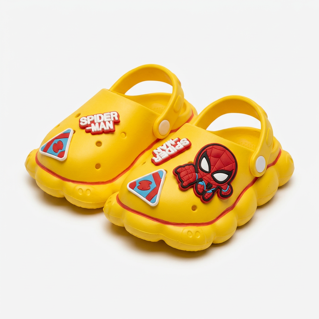 Clogs Kids' Classic Bright Yellow with Spider-Man Charms.
