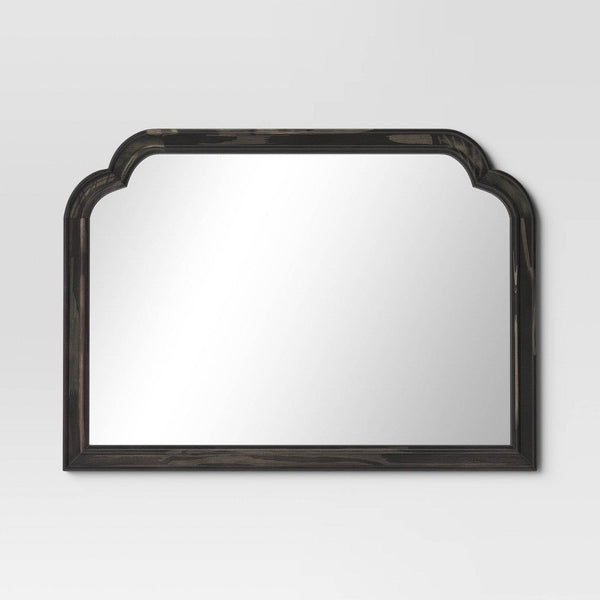 SEALED-92CM x 66CM French Country Mantle Wood Mirror Natural-Threshold™ (BLACK COLOR) (Open Box)