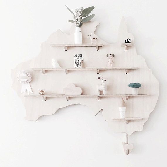 Australia Map Wall Shelving with Two Shelves