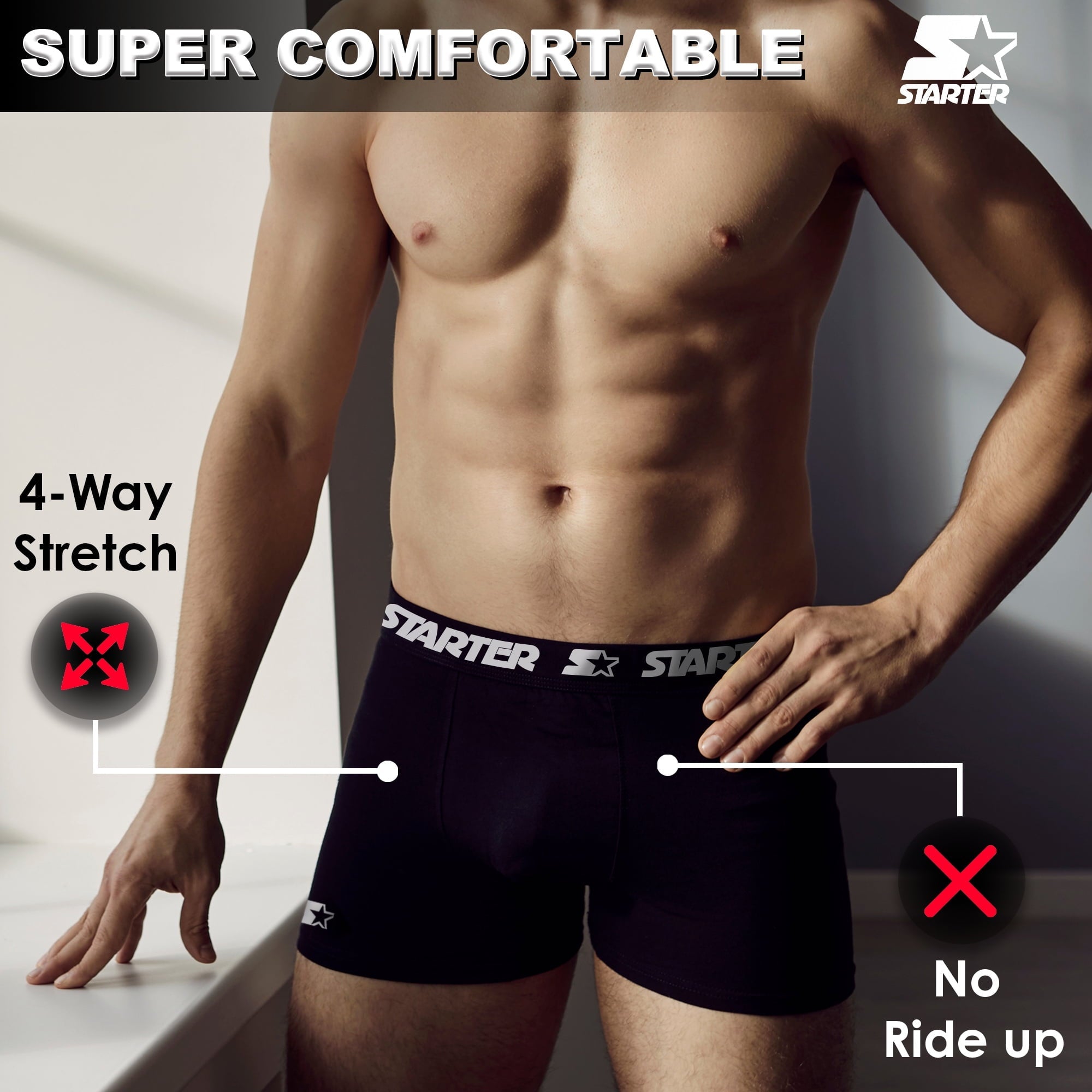 Starter Men S Performance Athletic Stretch Boxer Briefs 6-Pack