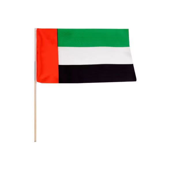 UAE Flag Double Sided Hand Waving Desk Flags With Wooden Stick Handle