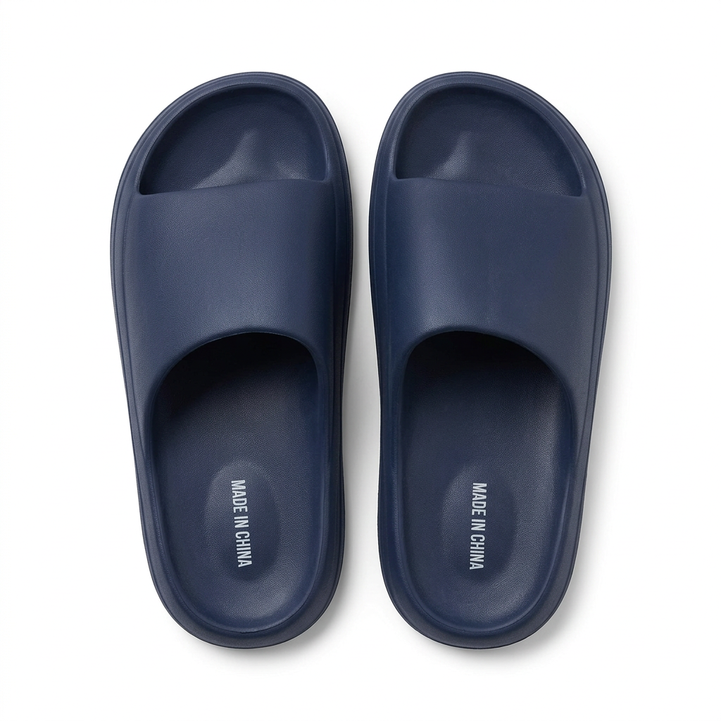 Slippers Navy Blue Classic Pillow Slides / Ultra-Soft Minimalist Cloud