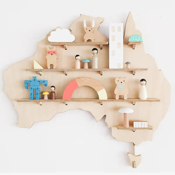 Australia Map Wall Shelving with Two Shelves