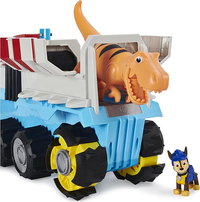 Paw Patrol, Dino Rescue Dino Patroller Motorized Team Vehicle with Exclusive Chase and T. Rex Toy Figures