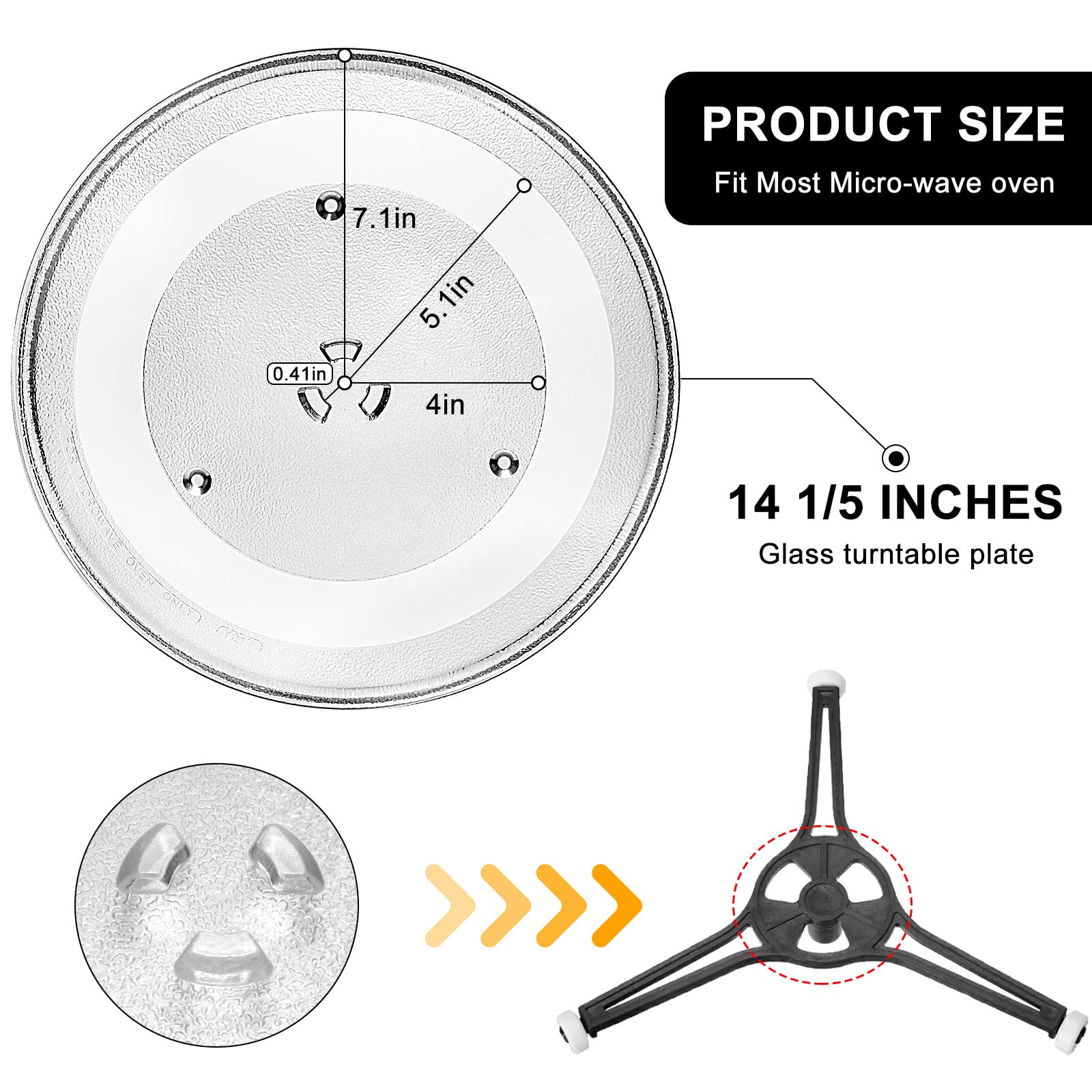 36 cm WB49X10063 Microwave Glass Plate Replacement by AMI PARTS for G.E Microwave
