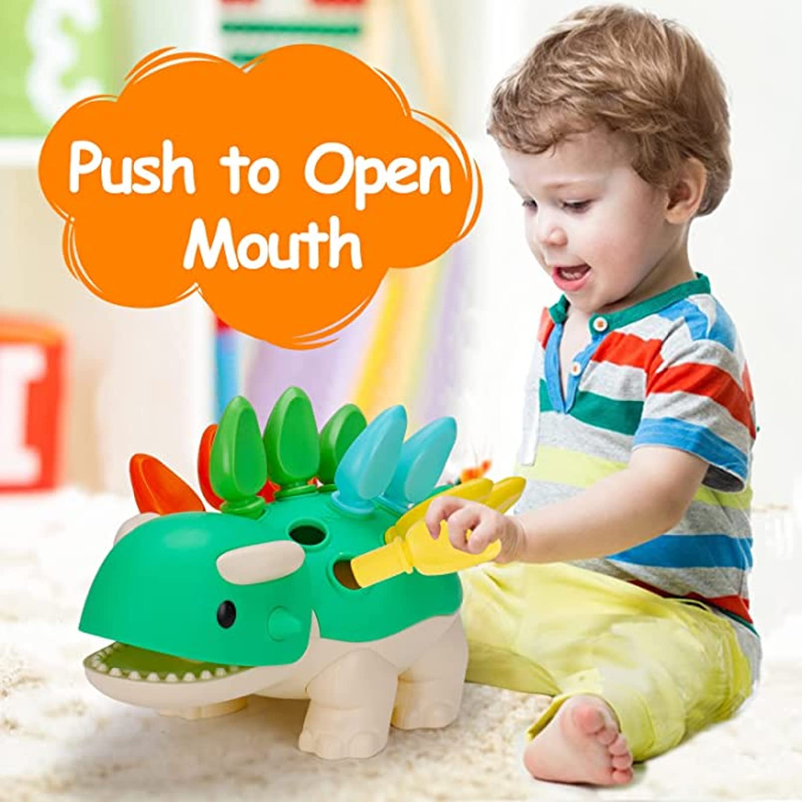 SEALED SPIKE Dinosaur Fine Motor Skills Toys for Toddlers Age 1-3 Years, Toddler Dinosaur Games, Dinosaur Plugging Toy Fine Motor Skills,Dino Toy Color & Number (Dinosaur Fine Motor Skills)