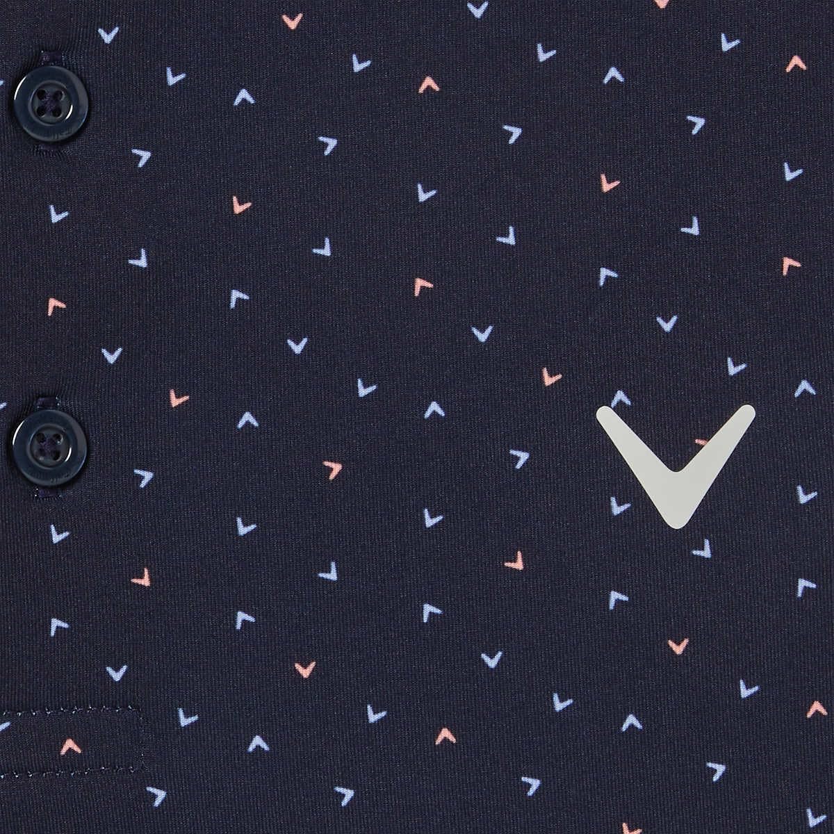 SIZE: M - Callaway Mens Lightweight Performance Polo (US, Alpha, Medium, Regular, Regular, Dark Blue Allover Logo Print)