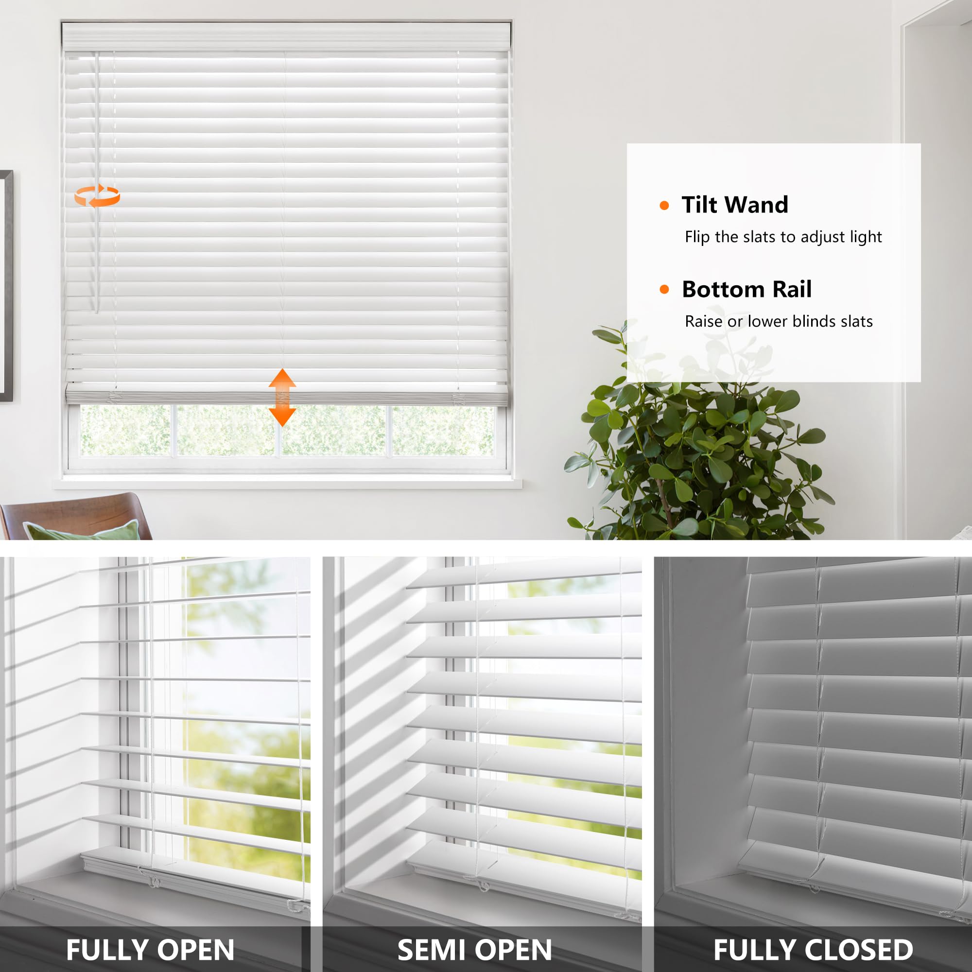 LazBlinds  Cordless Faux Wood Blinds with Royal Valance, Size: 77 cm (W) x 182 cm (H)- White