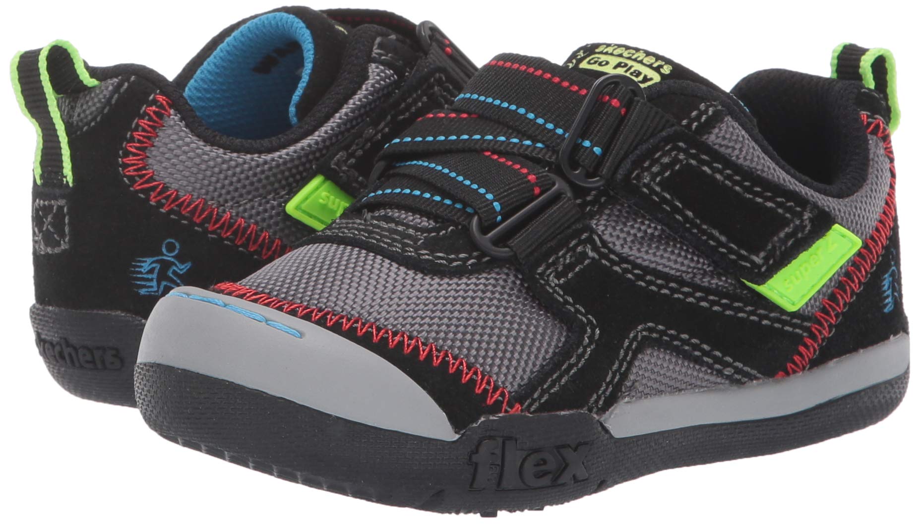 skecher Kids' Flex Play-Easy Pick Sneaker gray and black