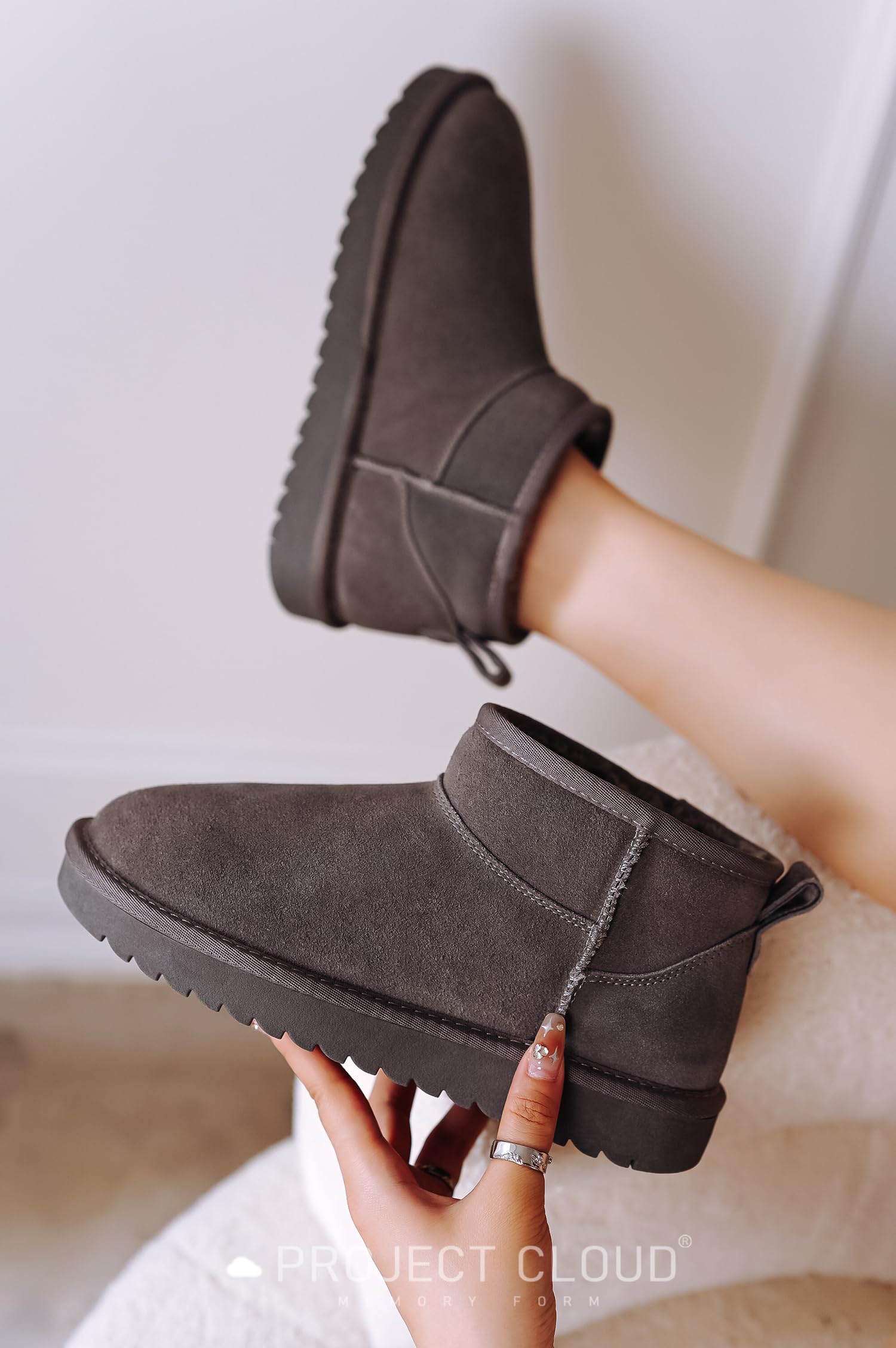 SIZE: 41 - Project Cloud Genuine Suede Snow Boots for Women - Water Resistant Winter Boots for Women - Memory Foam Insole Trending Shoes for Women - Comfortable Women's Ankle Boots (Hippy)