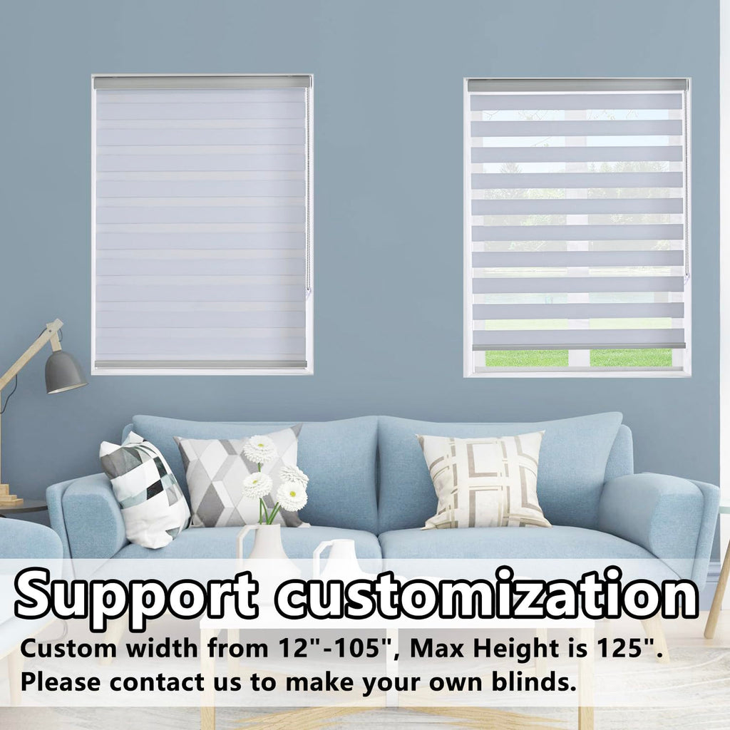 Persilux Blackout Zebra Blinds Dual Layer Roller Shades (91.44 W x 182.88 cm H, Light Grey)