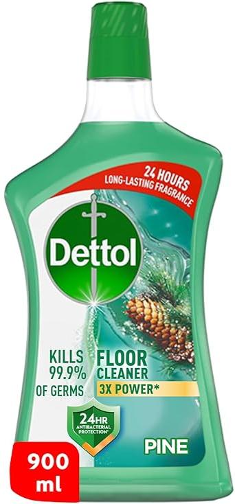 Dettol Pine Antibacterial Power Floor Cleaner with 3 times Powerful Cleaning (Kills 99.9% of Germs), 900ml,