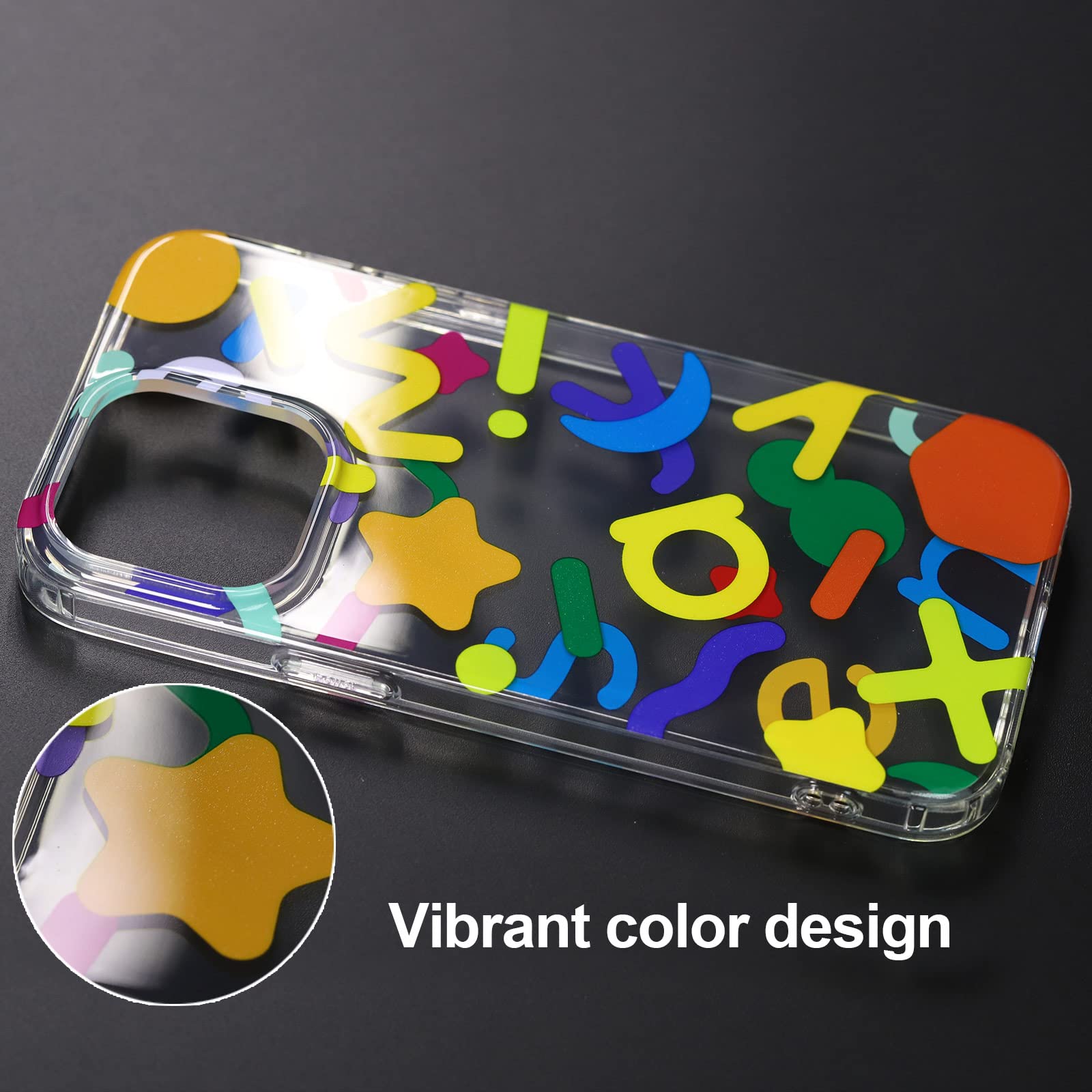Senyimax for iPhone 14 Pro Max Case Stylish and Cute Double-Layer Letters Pattern Hard TPU Shockproof Protective Case Cover for Men Girls and Women (Multicolor)