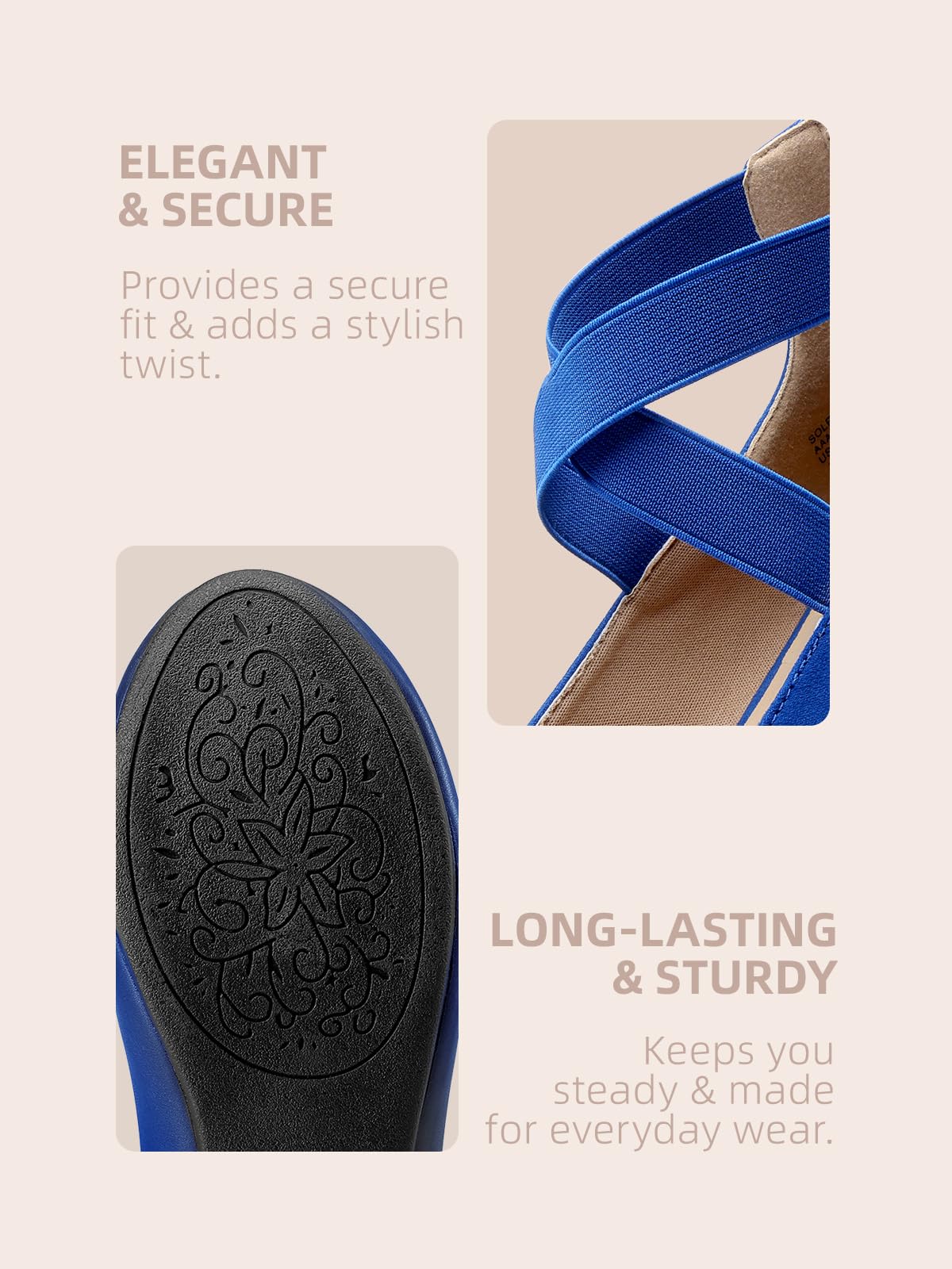 DREAM PAIRS Womens Ballerina Flat Fashion Elastic Ankle Straps Cross Strap Round Toe Comfy Ballet Pumps Dolly Shoes
