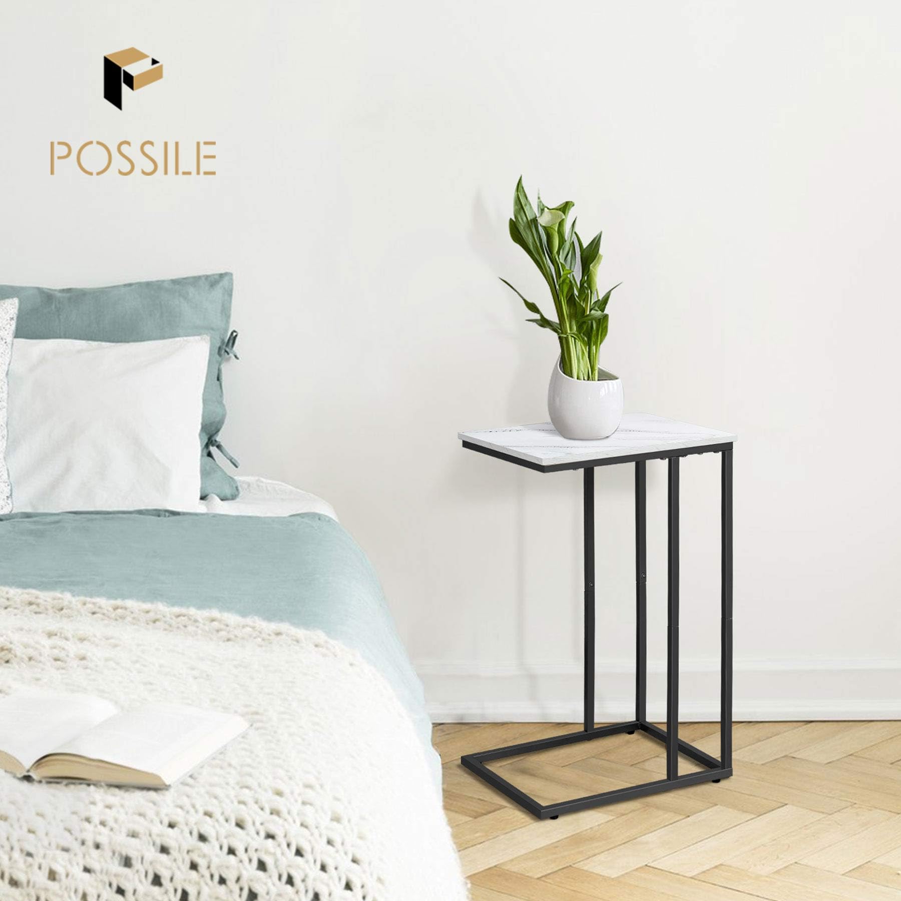 Possile C Shaped Side Table Set of 2, Marble