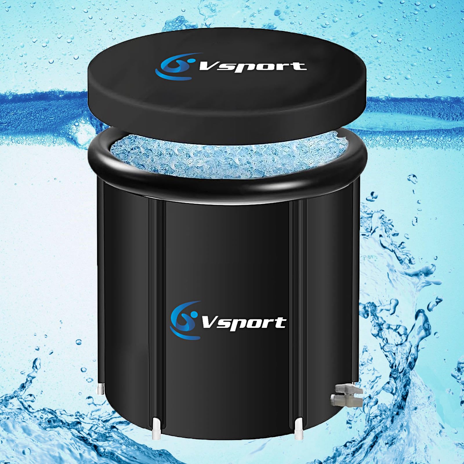 Vsport ice bath tub for athletes, Multi-Layer Portable cold Plunge Tub, Sport Recovery Cold Bath, Ice Bath Tubs cold pack, Foldable Cold Bath Tub with Cover，85 Gallon（model L：30”*30”*30”）